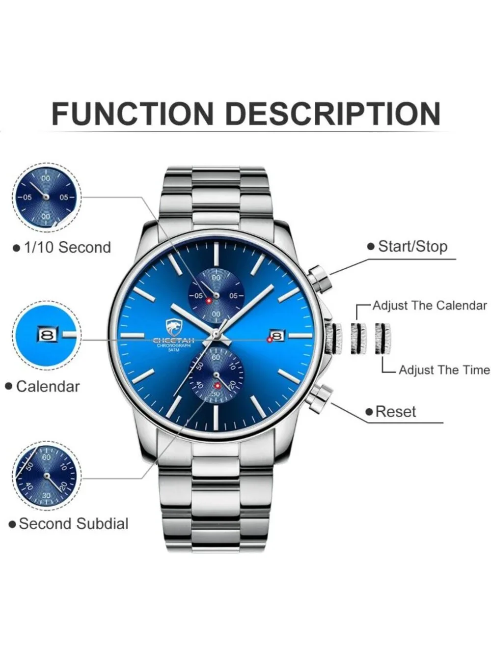 Stylish Men's Waterproof Chronograph Watch | Stainless Steel, Auto Date